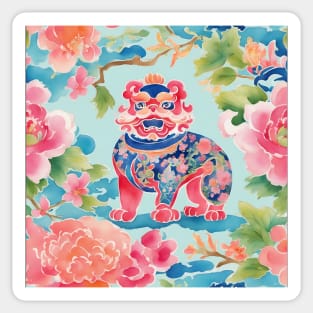 Foo Dog preppy chinoiserie watercolor painting Sticker